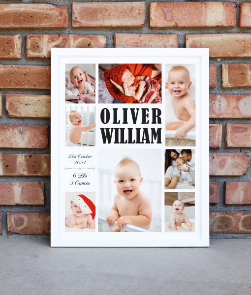 Personalised Baby Montage Photo Print – Baby Collage Frame Baby Shower Gifts