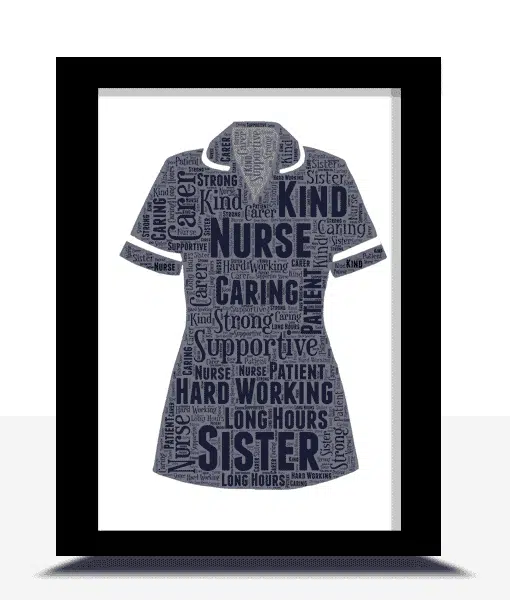 Sister Nurse Uniform Gift – Word Art Tunic Print Healthcare Gifts