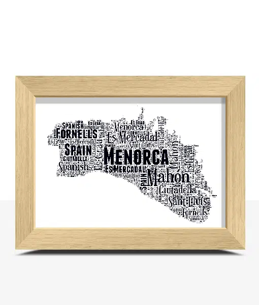 Personalised Menorca Word Art Print – Picture Map Gift Maps