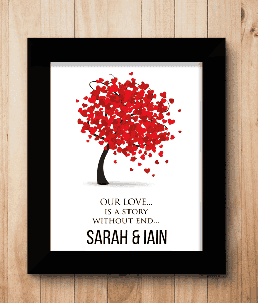 Personalised Love Tree Typography Print Anniversary Gifts