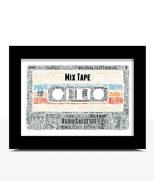 Mix Tape Cassette Word Art Print Music Gifts