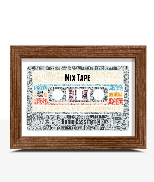 Mix Tape Cassette Word Art Print Music Gifts
