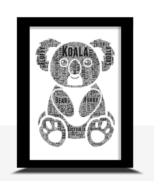 Koala Word Art Print Animal Prints