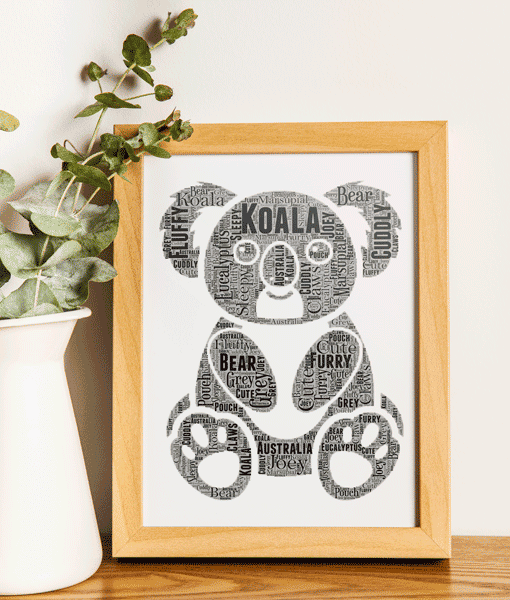 Koala Word Art Print Animal Prints