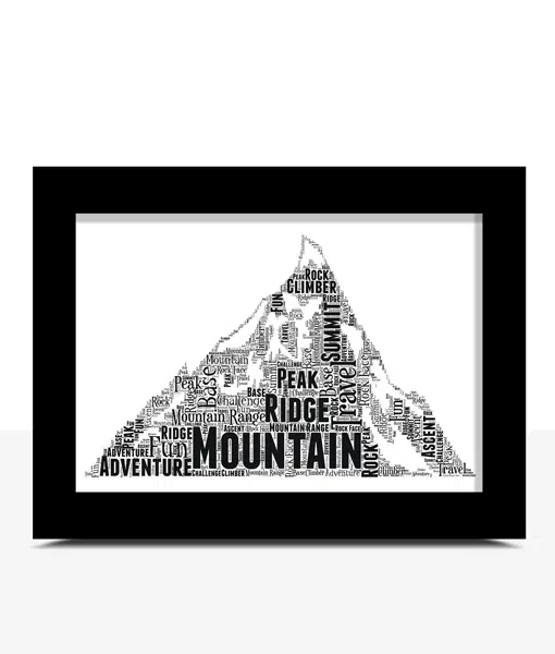 Personalised Mountain Shape Word Art Picture Print Sport Gifts