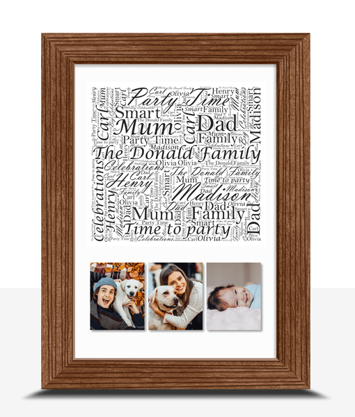 Personalised Family Word Art Print With Photo Collage Family
