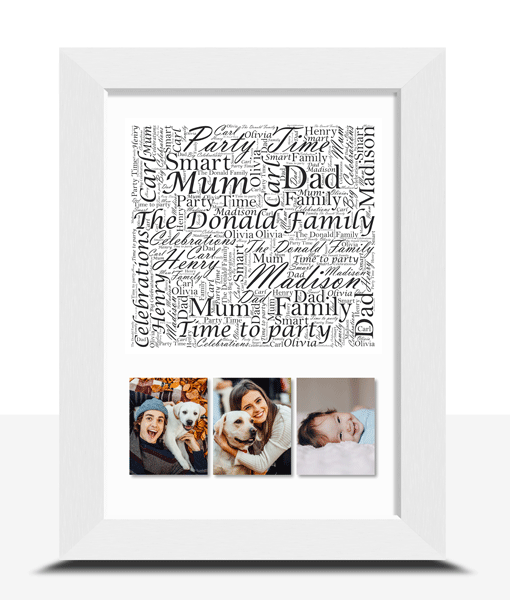Personalised Family Word Art Print With Photo Collage Family