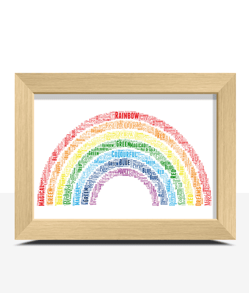 Personalised Word Art Unicorn Rainbow Birthday Gift Keepsake Names Picture Print 