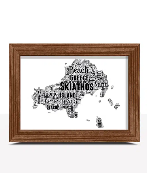 Personalised Skiathos Picture Word Art Map Print Gift Maps