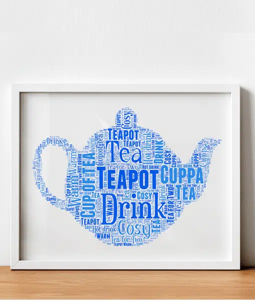 Personalised Teapot Word Art Picture Print – Kitchen Picture Gift Food And Drink