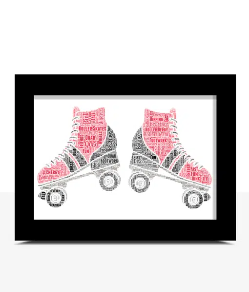 Personalised Roller Skates Word Art Picture Print Gift Gifts For Children