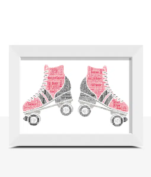 Personalised Roller Skates Word Art Picture Print Gift Gifts For Children
