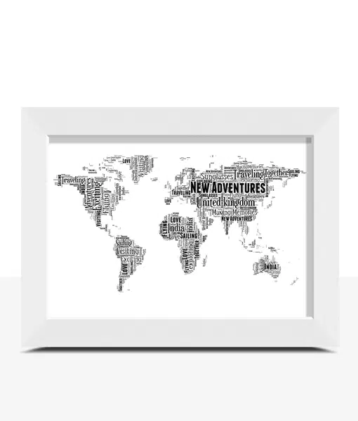 Personalised World Map Word Cloud Picture Print Maps