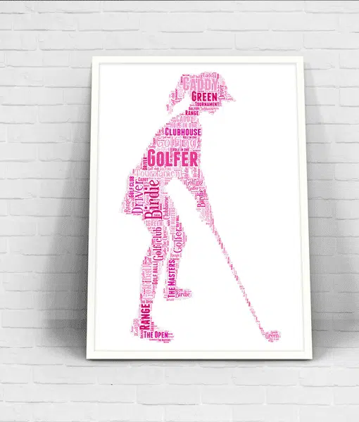 Personalised Lady Golfer Word Art Print – Ladies Golf Gift Sport Gifts