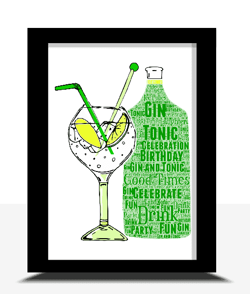 Personalised Gin And Tonic Word Art Print Food And Drink