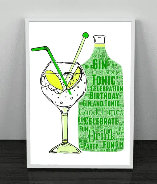 Personalised Gin And Tonic Word Art Print Food And Drink
