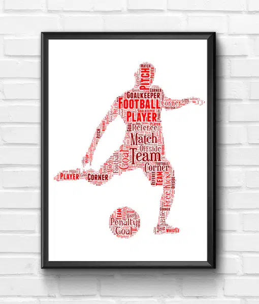 Personalised Male Football Player – Word Art Gift Football Gifts