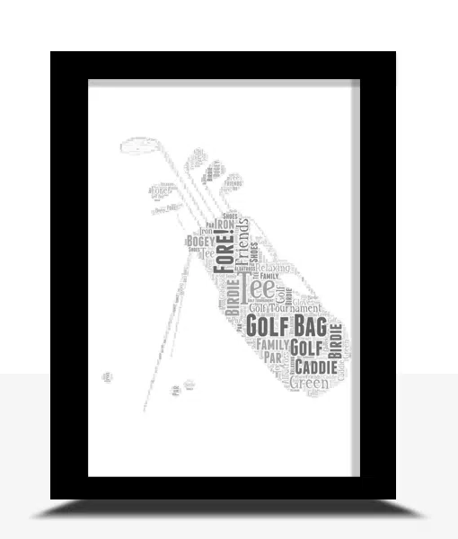 Personalised Golf Bag Word Art – Golfing Gift Sport Gifts