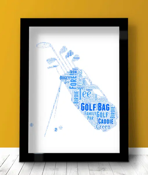 Personalised Golf Bag Word Art – Golfing Gift Sport Gifts