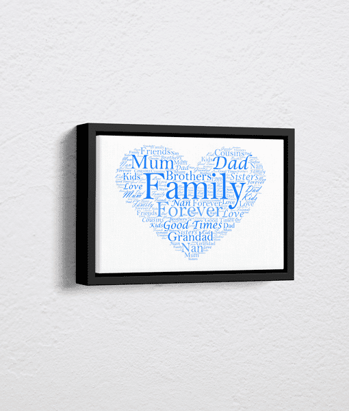 Personalised Love Heart Word Art – On Canvas