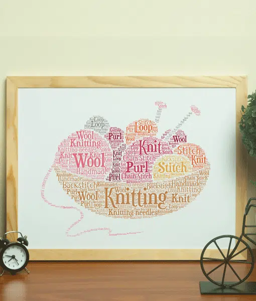 Personalised Knitting Word Art – Knitter Gift