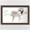 Personalised Sloth Word Art Picture Print Gift Animal Prints