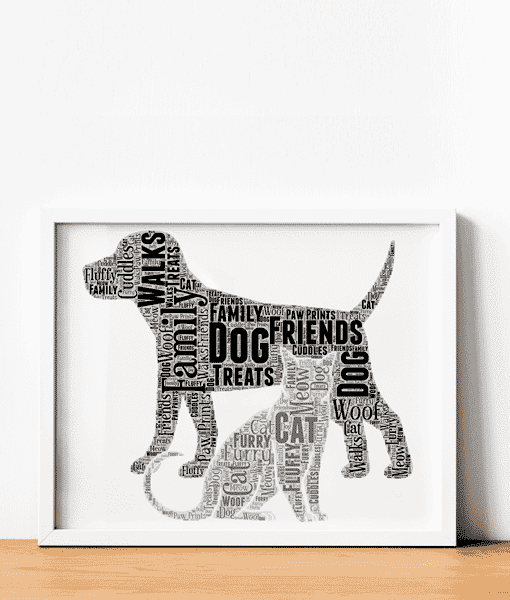 Pet Cat And Dog Word Art Print | ABC Prints