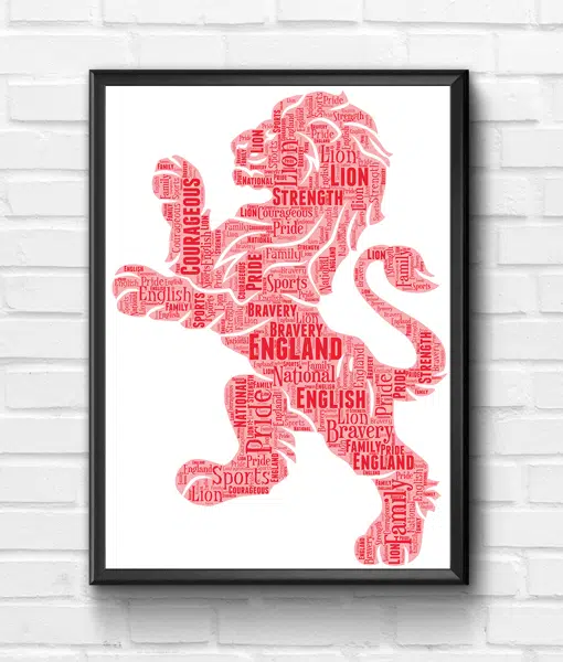 English Red Lion Word Art Print
