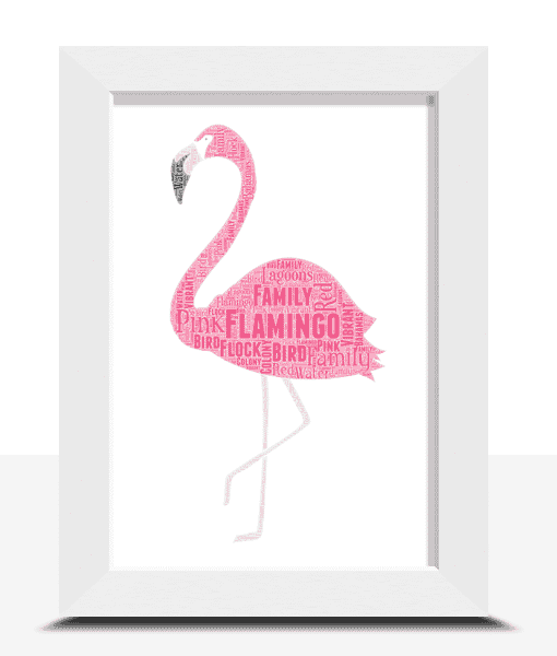 Personalised Pink Flamingo Word Art Picture Print Gift Animal Prints