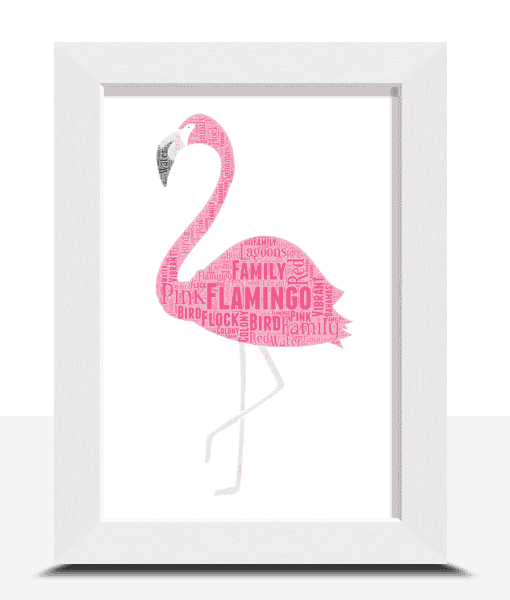 Personalised Pink Flamingo Word Art Picture Print Gift Animal Prints