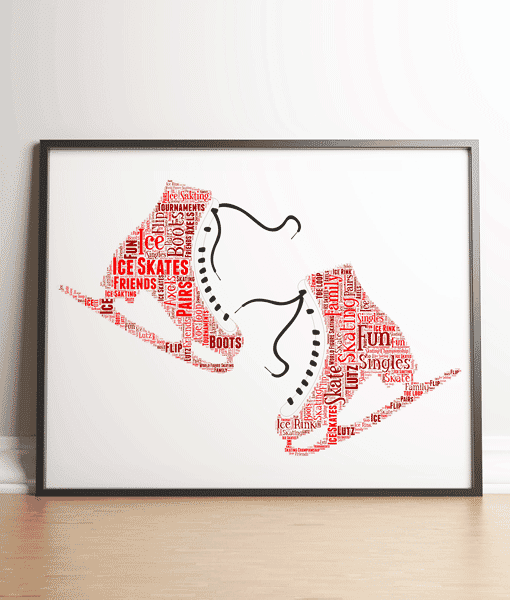 Ice Skates Word Art – Personalised Ice Skating Gift Sport Gifts