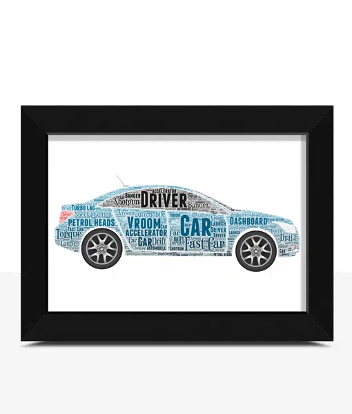 Personalised Car Word Art Picture Frame Gift Travel