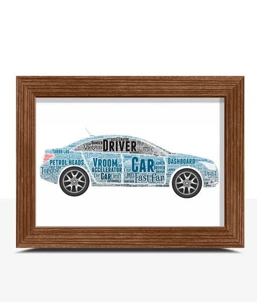 Personalised Car Word Art Picture Frame Gift Travel