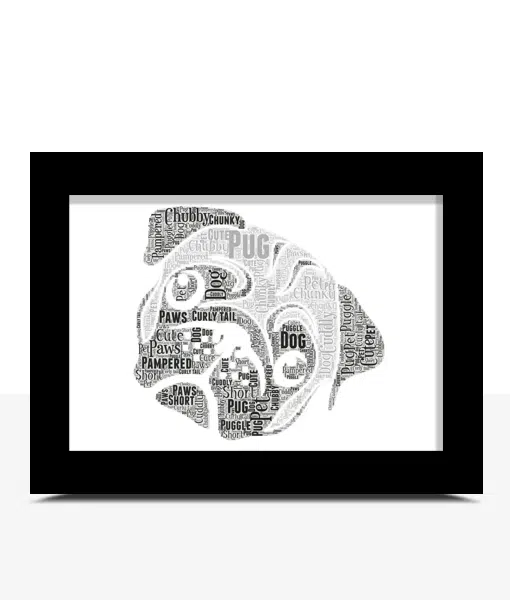 Pug Dog Face Word Art Print Animal Prints