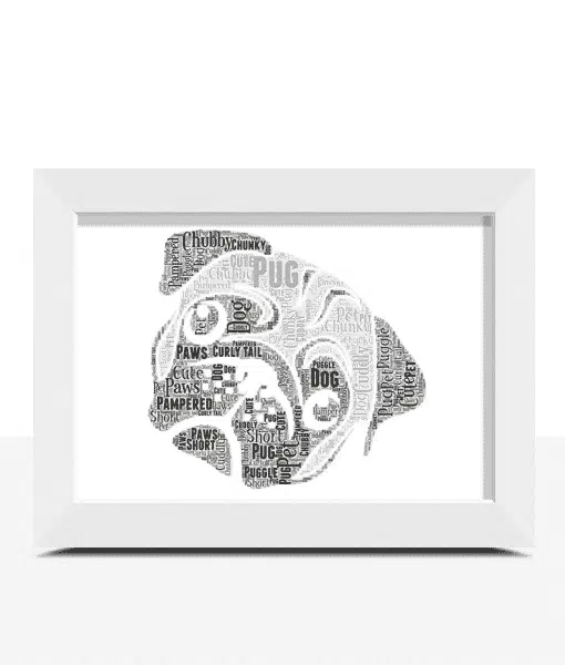 Pug Dog Face Word Art Print Animal Prints