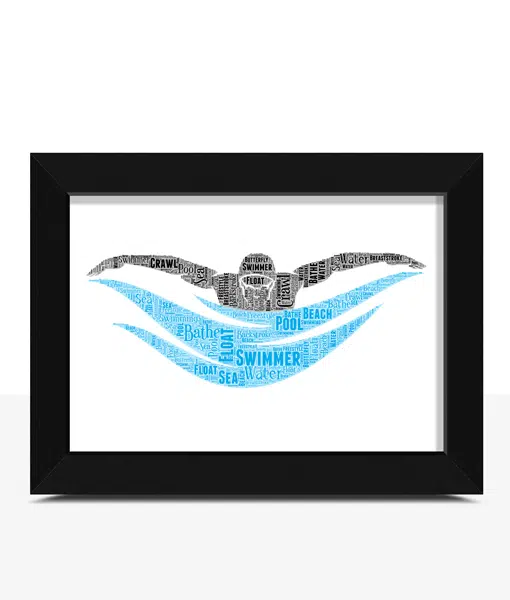 Personalised Swimmer Word Art Print Sport Gifts