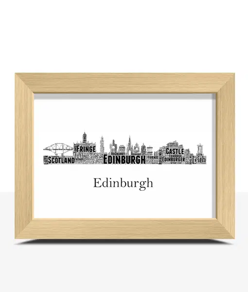 Personalised Edinburgh Skyline Word Art Picture City Skyline Prints