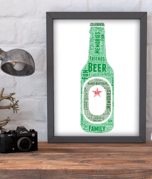 Personalised Green Beer Bottle Word Art Food And Drink