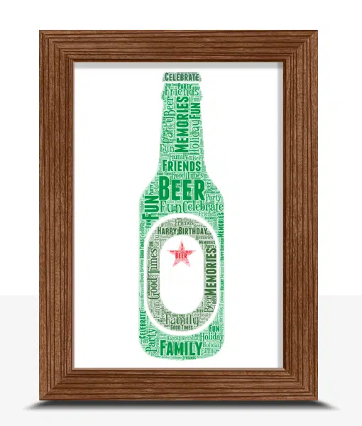 Personalised Green Beer Bottle Word Art Food And Drink