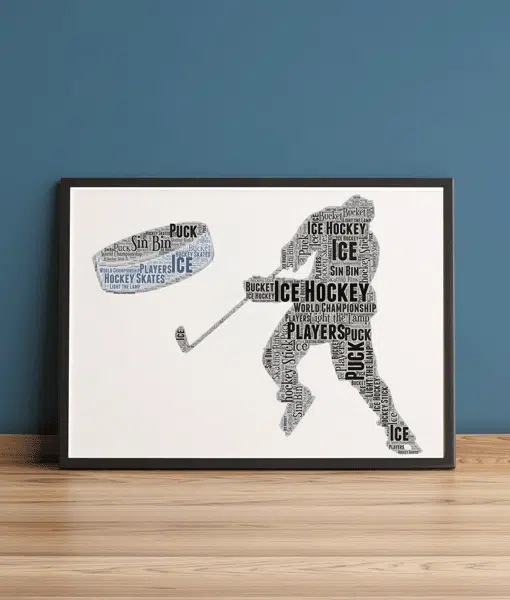 Personalised Ice Hockey Word Art Picture Frame Gift Sport Gifts