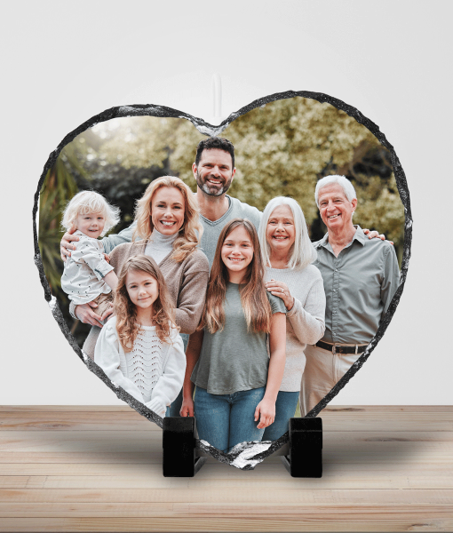 Personalised Heart Shaped Rock Photo Slate – With Stand Anniversary Gifts