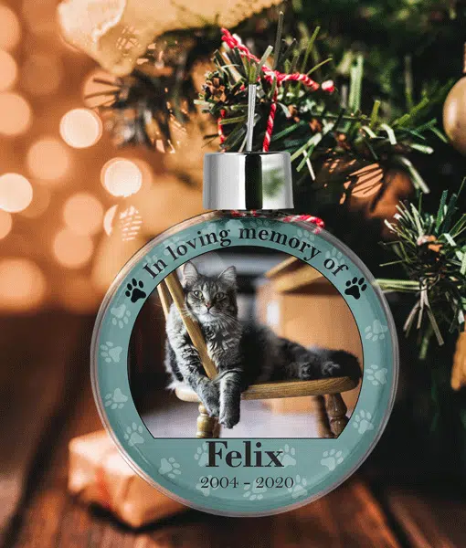 Personalised Christmas Pet Memorial Photo Bauble Animal Prints