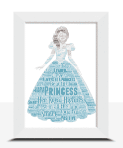 Personalised Word Art Print Castle Disney princess daughter family gift card 