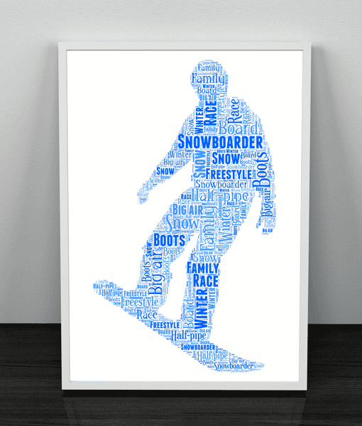 Snowboarding Word Art – Personalised Snowboarder Gift Sport Gifts