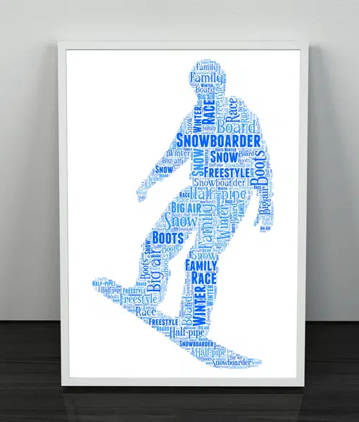 Snowboarding Word Art – Personalised Snowboarder Gift Sport Gifts