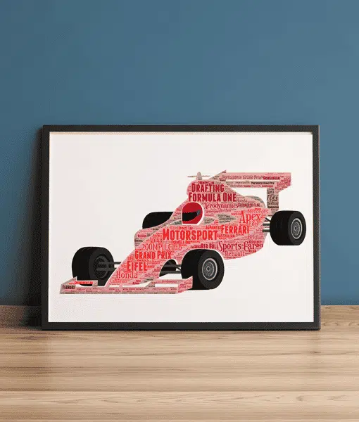 Formula 1 Racing Car Word Art Print – Racing Fan Gift Gifts For Children