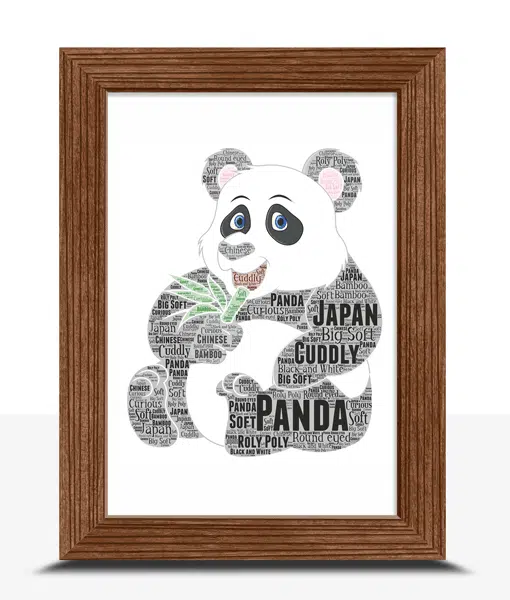 Personalised Giant Panda Word Art Picture Print Gift Animal Prints