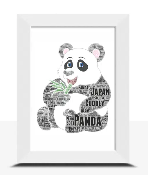 Personalised Giant Panda Word Art Picture Print Gift Animal Prints