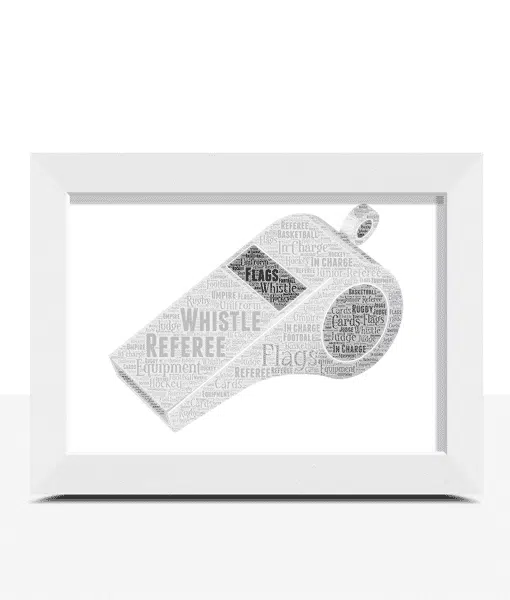 Personalised Whistle Word Art Print – Coach or Referee Gift Football Gifts