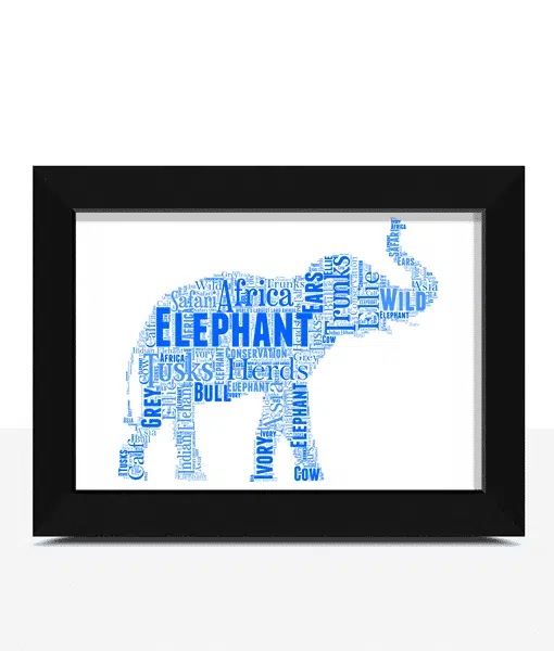 African Elephant – Personalised Word Art Print Animal Prints
